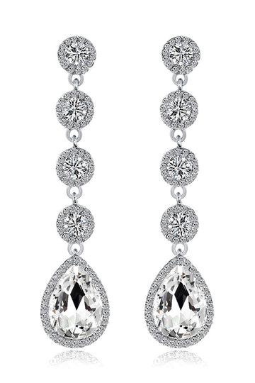 Bridal White Clear Crystal Wedding Earrings
